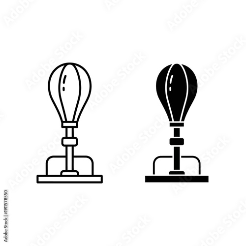 Two hot air balloons on stands side by side Vector