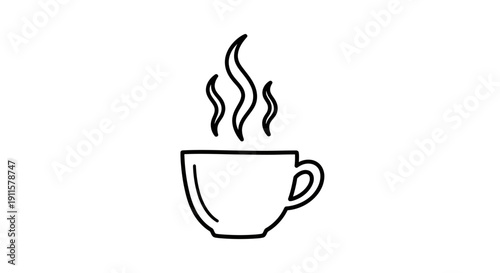 Steaming hot coffee cup icon.