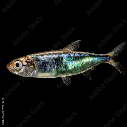 Fish swimming in dark water using vibrant colors and clear details of its features in a close view