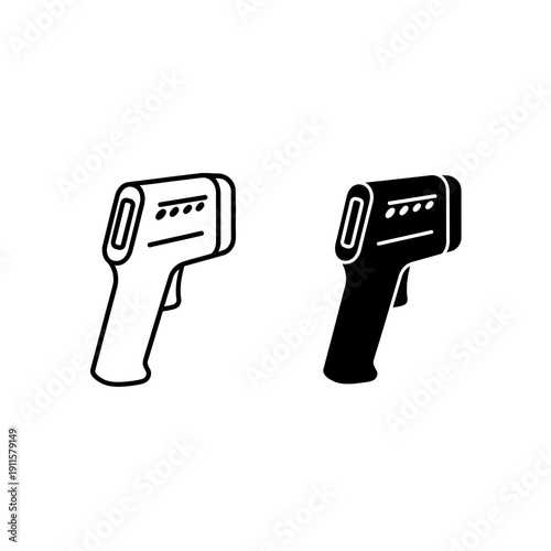 Two infrared thermometers in black and white Vector