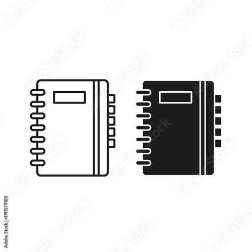 Two notebooks with black and white covers side by side Vector