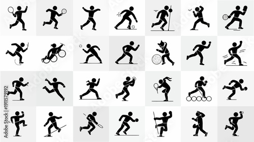 Sport Silhouette Collection: A dynamic compilation of sport silhouettes, each figure frozen in a moment of athletic prowess, set against a versatile backdrop.