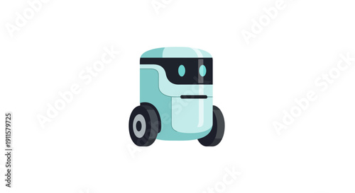 Small Robot With Black Wheels.