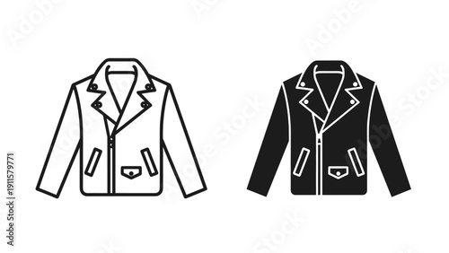 A black and white drawing of two jackets side by side Vector