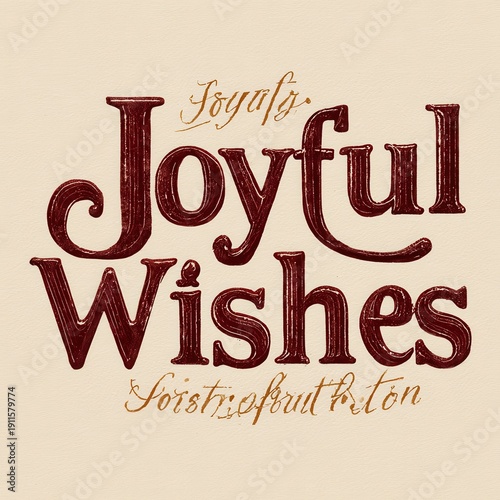 Joyful wishes in a simple design on a light background with colorful lettering seen in a casual setting