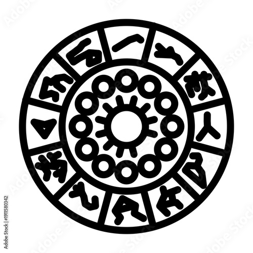 Zodiac Wheel Vector Line Icon Design
