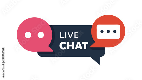 Live chat icon set with speech bubbles and customer support symbols in flat design style..eps