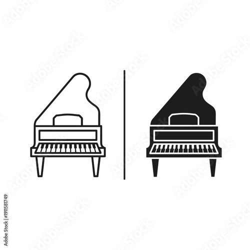 A black and white image of two grand pianos Vector