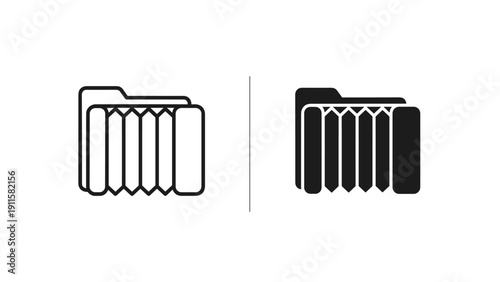 A black and white icon of two folders with files Vector