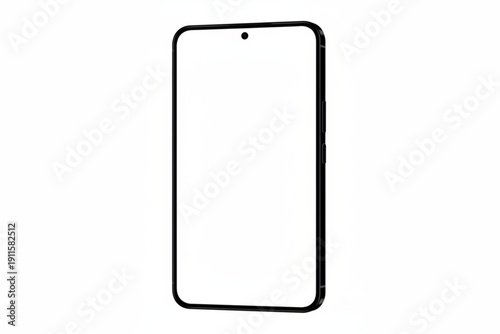 Sleek Phone on Display: A modern, black smartphone stands in elegant isolation, its screen a blank canvas ready to showcase information.