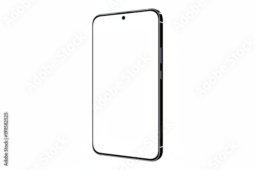 Sleek Smartphone: A modern smartphone showcases its minimalist design and blank screen, ideal for design, apps, and technology concepts.