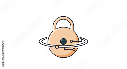 Golden Combination Lock Closeup View.