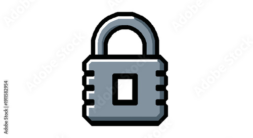 Gray metal padlock icon graphic.