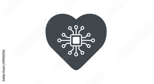 Heart shaped microchip electronic symbol.