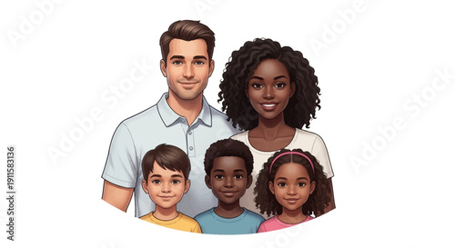 Happy multiracial family smiling together.