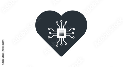 Heart shaped microchip electronic symbol.