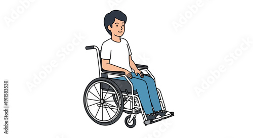 Man Sitting in a Wheelchair Outdoors.