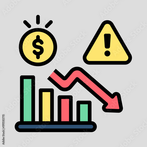 Financial crisis and economic downturn with declining profits and warning signs.