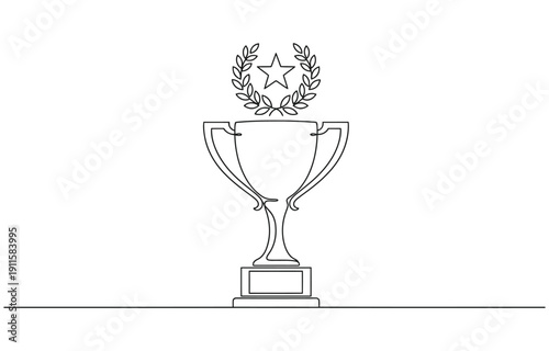 Single continuous line drawing of the best quality award badge.