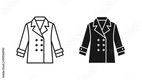 A black and white drawing of two jackets side by side Vector