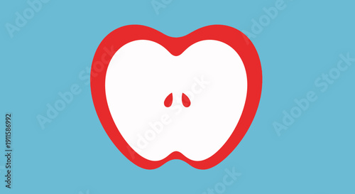 Simple illustration of a red apple on a blue background.