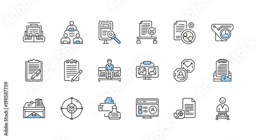 Business icons on white background.