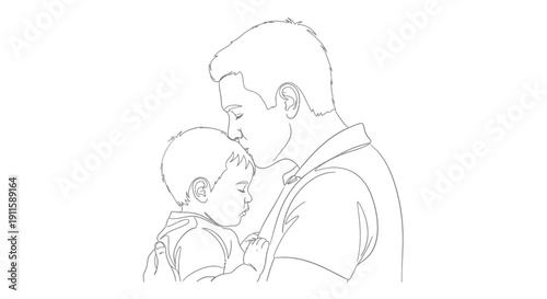 Tender moment between father and child embracing.