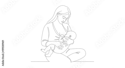 Mother breastfeeding her baby in a serene moment.