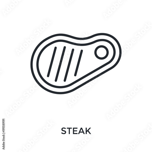 Steak Icon Outline Style. Vector Illustration For Graphic Design
