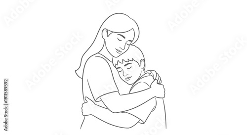 Mother holding her baby in a tender and loving embrace.