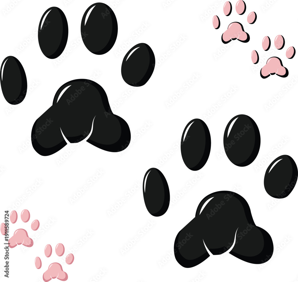 Fototapeta premium Cat Paw Print Vector Illustration