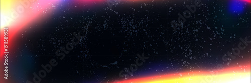 Neon retro light spots and vibrant glow leaks on grainy film texture.