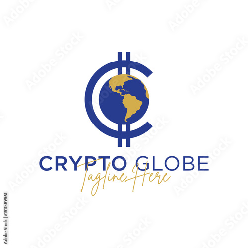 crypto world illustration logo