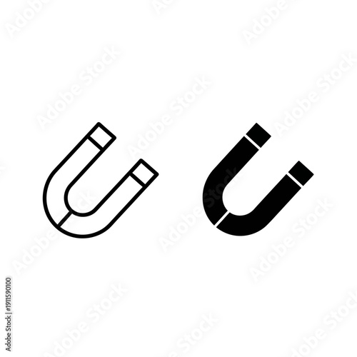A black and white image of two magnets Vector