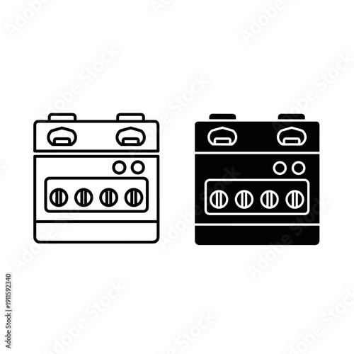 Black and white illustration of two stoves Vector