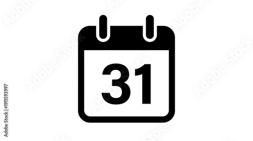 Calendar icon featuring date thirty-one in flat design on white background