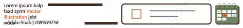 Workflow organization, task management, scheduling, productivity planning, project tracking, and business applications. A text box, checkbox and calendar arranged horizontally. Workflow organization