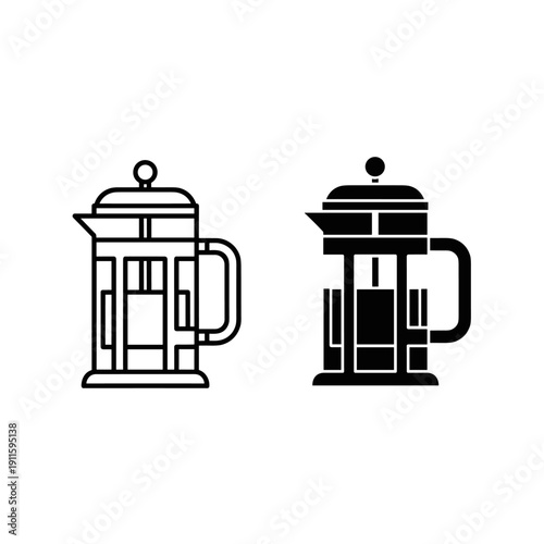 Line art of two french coffee presses Vector