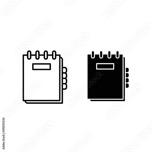 A pair of black and white notepads with rings Vector