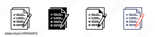 Assessment icon set multiple style collection