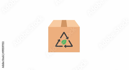 Cardboard Box with Recycling Symbol.