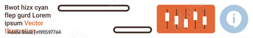 Data visualization, finance, technology, analytics, trading, interfaces. Candlestick chart with sliders and information circle icon. Data visualization and financial analysis concept