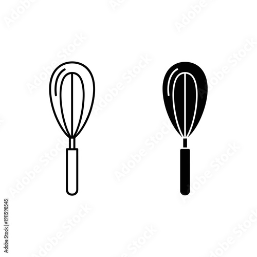 A black and white image of two whisks Vector