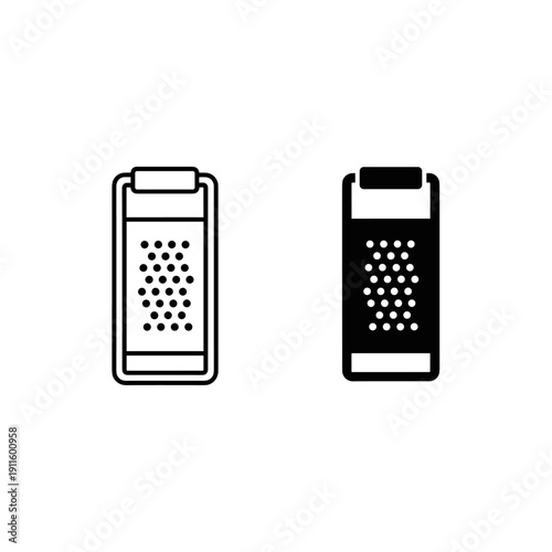 A black and white icon of two graters Vector