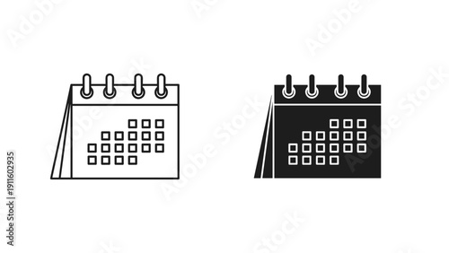A black and white illustration of two desk calendars Vector