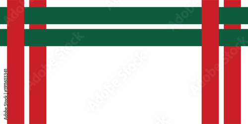 A simple graphic design featuring overlapping red vertical and green horizontal lines on a white background.