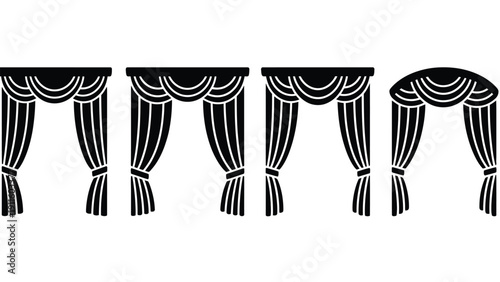 Curtain vector illustrations in a classic black and white style
