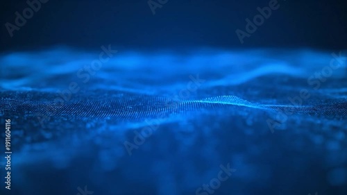 Wallpaper Mural Abstract digital wave pattern with glowing blue particles Torontodigital.ca