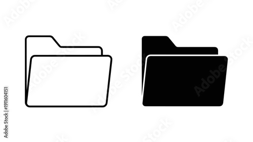 A black and white icon of two file folders Vector