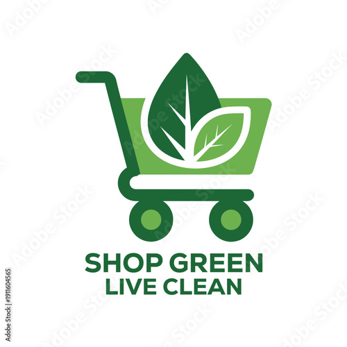 Shop green live clean grocery cart icon